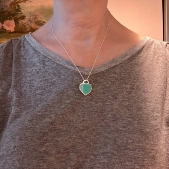 Tiffany & Co.Blue Enamel Heart Necklace - Picture 3 of 5